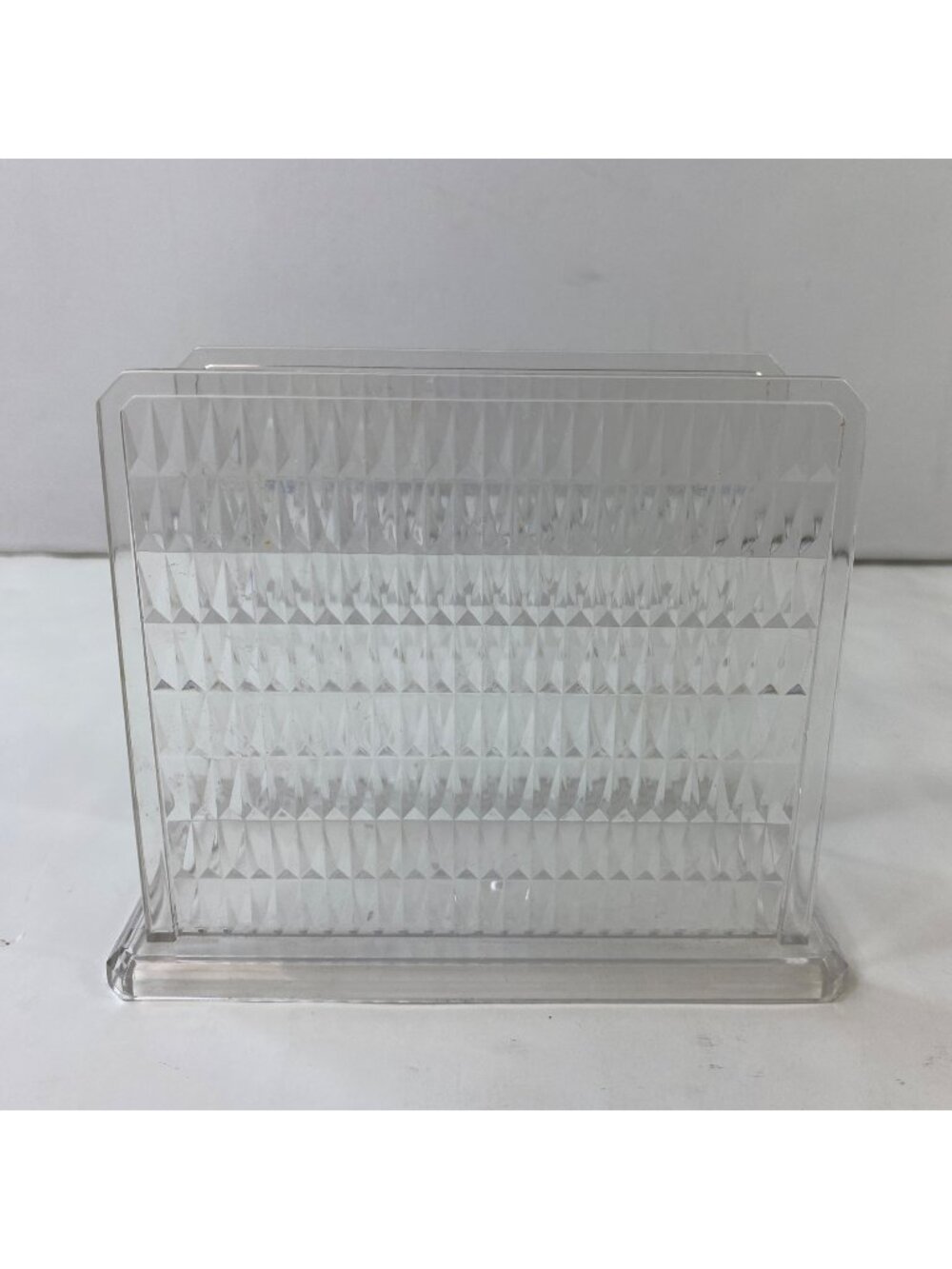 Vintage Arrow Clear Plastic Napkin Holder With Textured Diamond Pattern